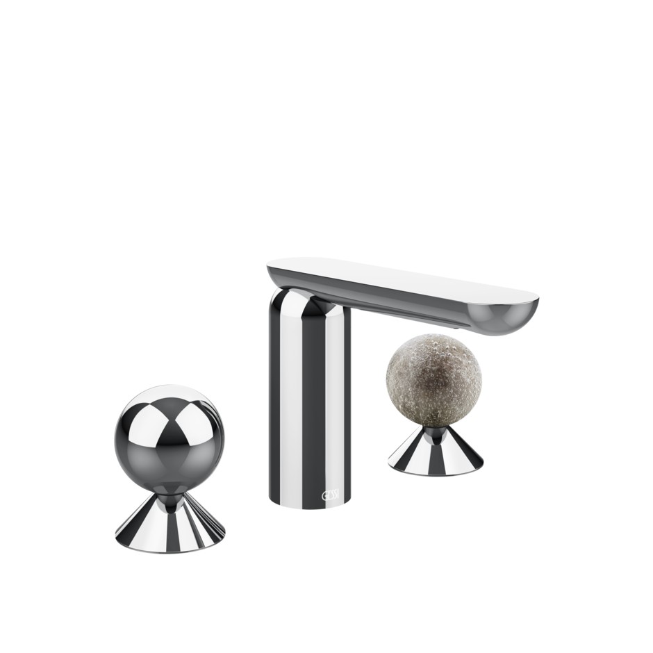 Смеситель для раковины Gessi Perle 74065 без донного клапана с вентилями-сферами из металла и муранского стекла Pulegoso ФОТО