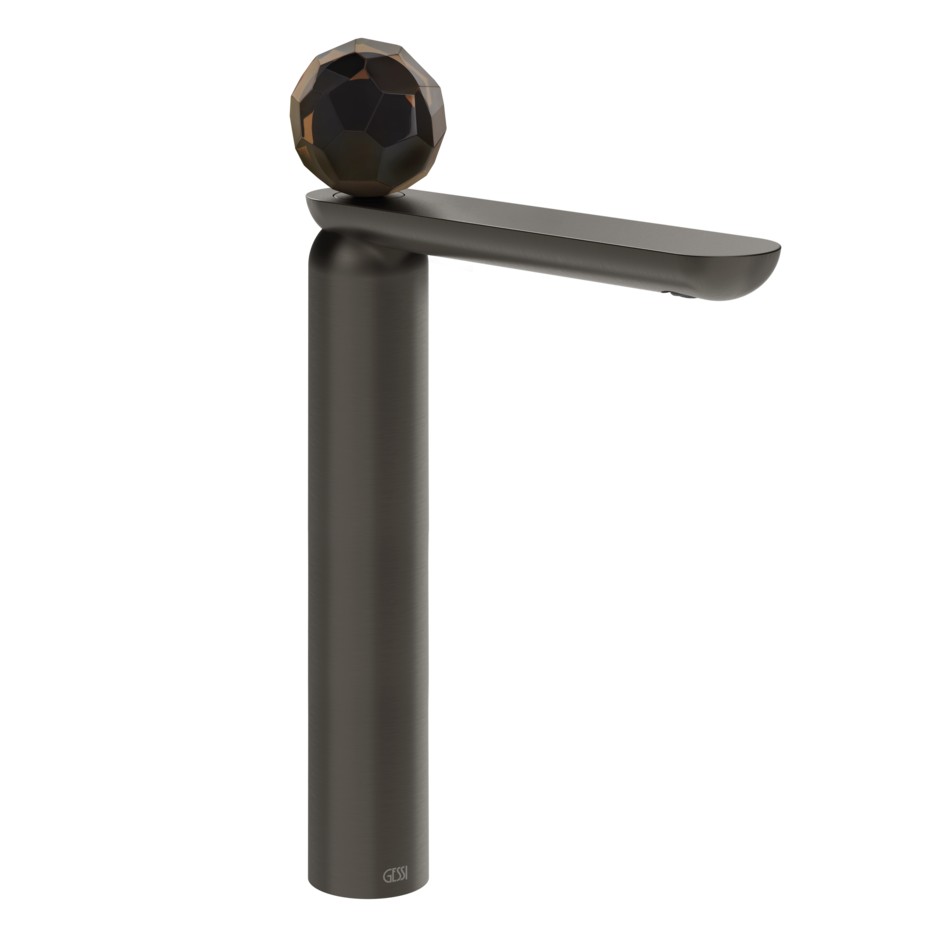Изображение Смеситель для раковины Gessi Perle 74204 высокий без донного клапана с вентилем из из муранского стекла Sfaccettato