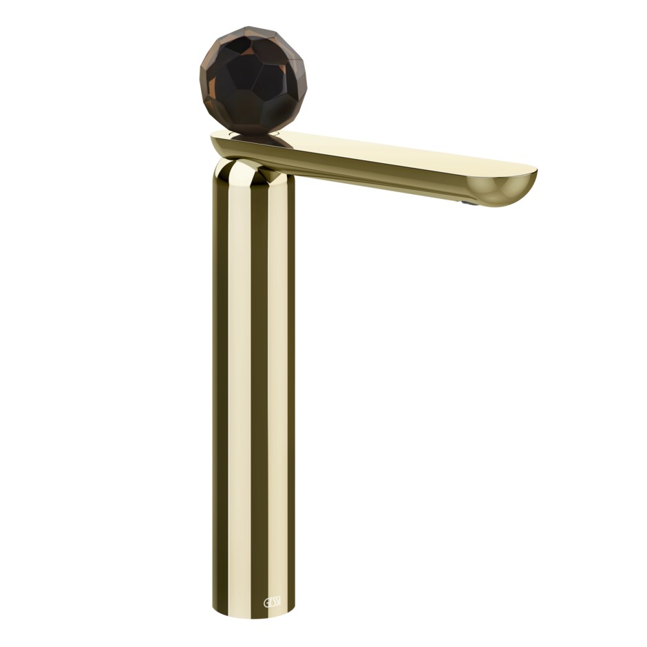 Смеситель для раковины Gessi Perle 74204 высокий без донного клапана с вентилем из из муранского стекла Sfaccettato ФОТО