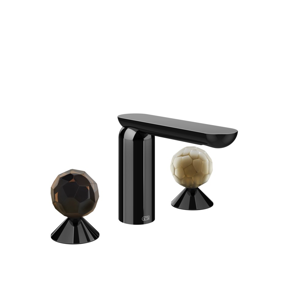 Смеситель для раковины Gessi Perle 74245 без донного клапана, с вентилями-сферами из муранского стекла Sfaccettato и Battuto ФОТО