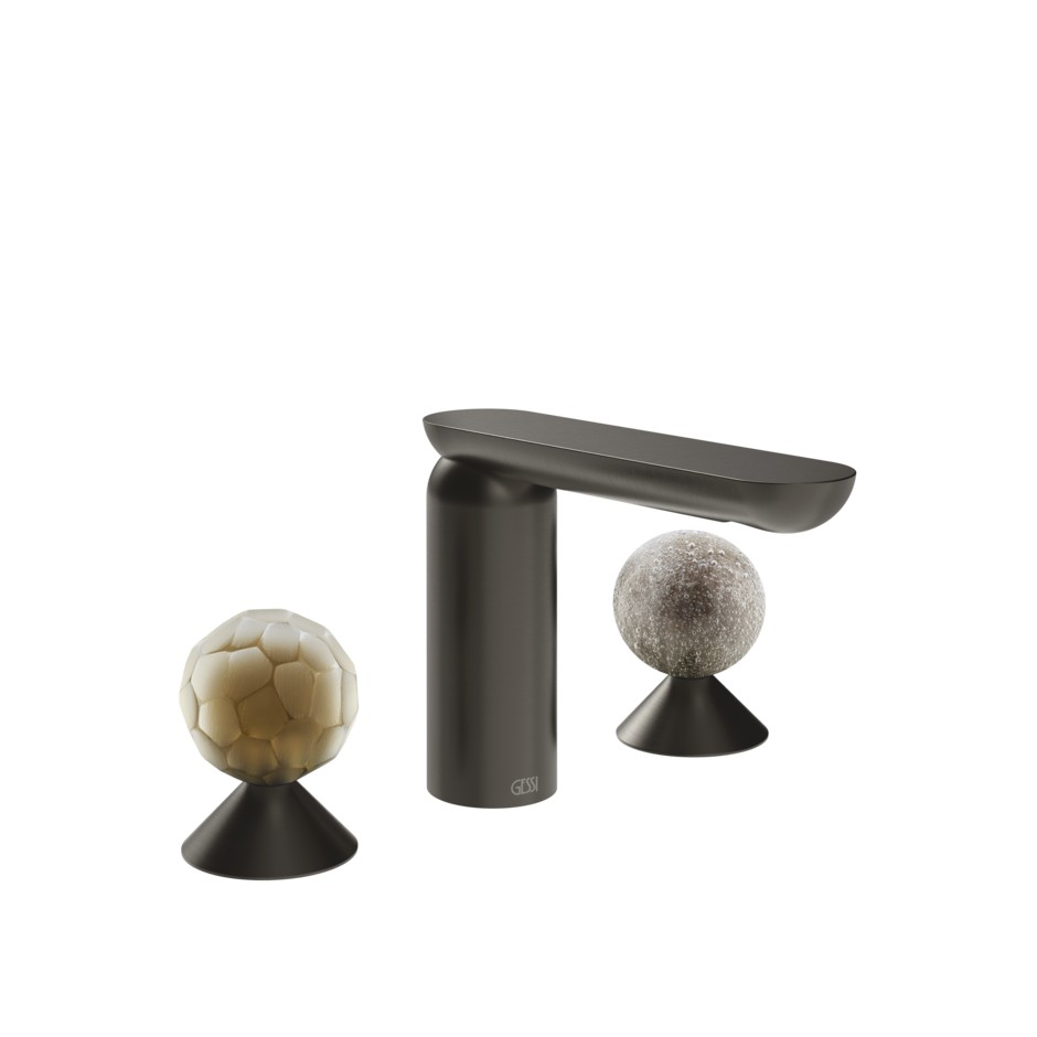 Изображение Смеситель для раковины Gessi Perle 74465 без донного клапана с вентилями-сферами из муранского стекла Battuto и Pulegoso