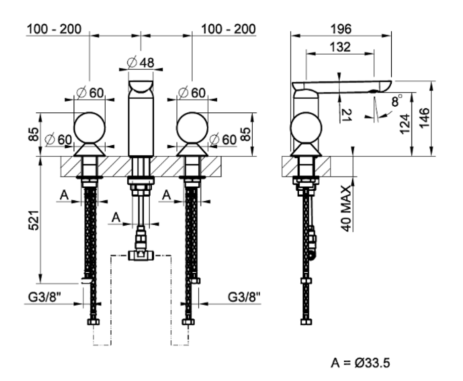 Смеситель для раковины Gessi Perle 74465 без донного клапана с вентилями-сферами из муранского стекла Battuto и Pulegoso ФОТО