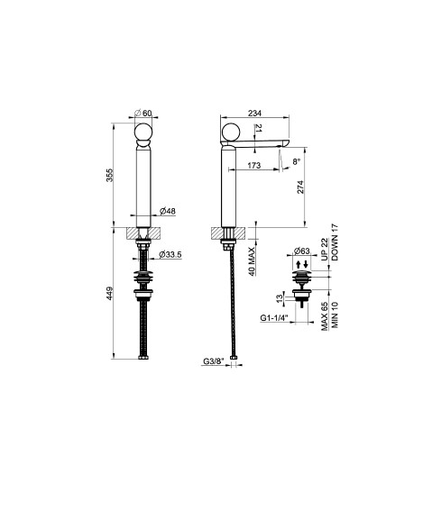 Смеситель для раковины Gessi Perle 74653 высокий с донным клапаном и вентилем из муранского стекла Pulegoso ФОТО