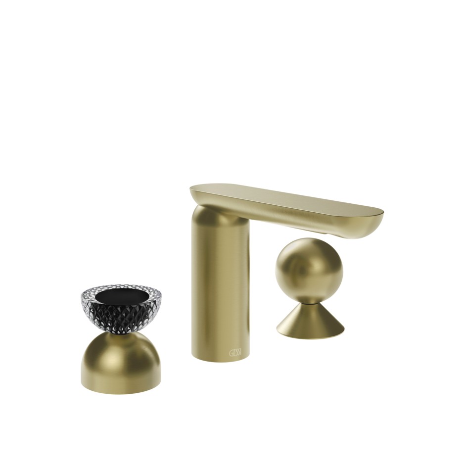 Смеситель для раковины Gessi Perle 74708 без донного клапана с вентилем-полусферой из муранского стекла Balloton и металлическим вентилем-сферой ФОТО