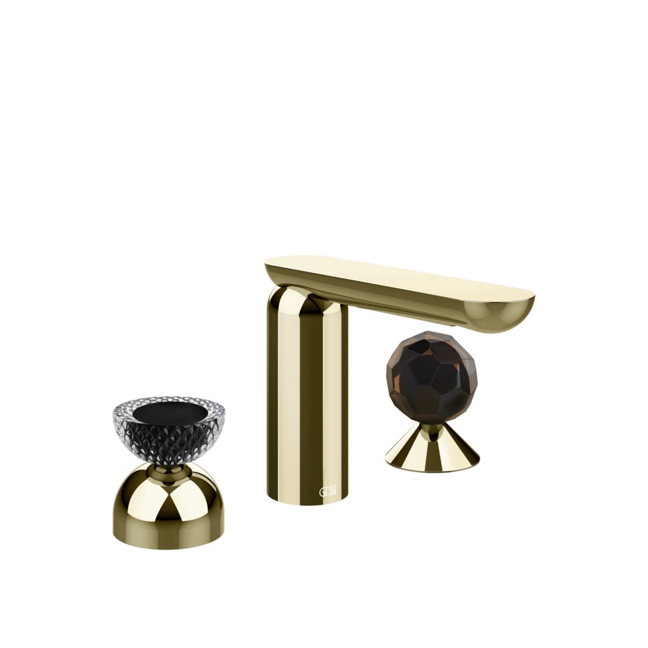 Смеситель для раковины Gessi Perle 74728 без донного клапана с вентилем-полусферой из муранского стекла Balloton и вентилем-сферой из муранского стекла Sfaccettato ФОТО