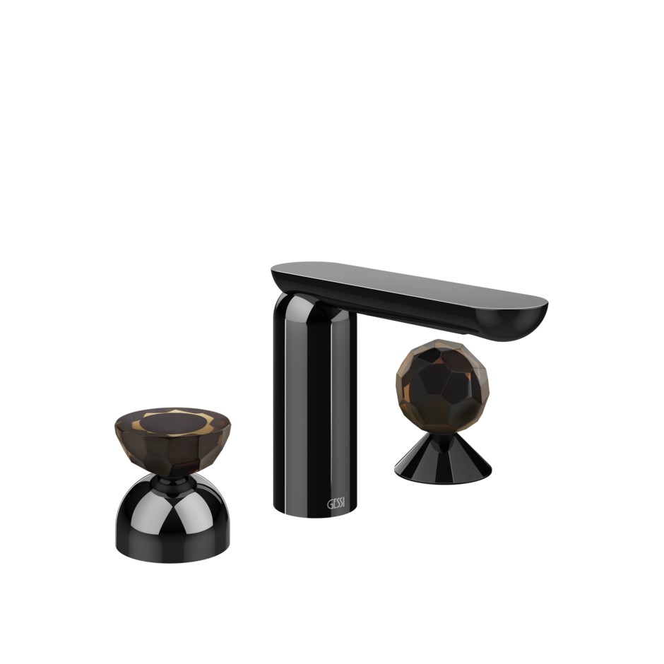 Смеситель для раковины Gessi Perle 74828 без донного клапана с вентилем-полусферой из муранского стекла Battuto и вентилем-сферой из муранского стекла Sfaccettato ФОТО