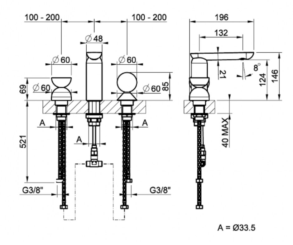 Смеситель для раковины Gessi Perle 74838 без донного клапана с вентилем-полусферой из муранского стекла Battuto и вентилем-сферой из камня Onyx Cola ФОТО