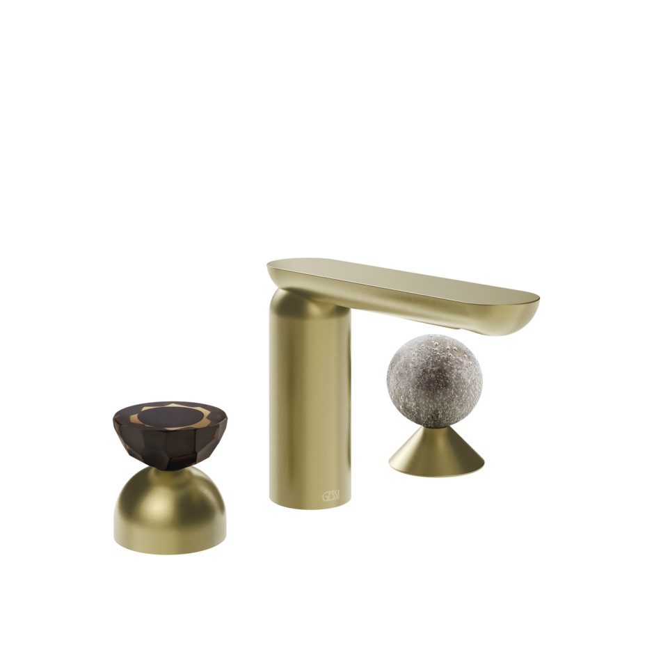 Смеситель для раковины Gessi Perle 74868 без донного клапана с вентилем-полусферой из муранского стекла Battuto и вентилем-сферой из муранского стекла Pulegoso ФОТО