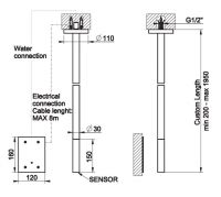 Смеситель потолочный для раковины Gessi Cesello 54426 сенсорный схема 2