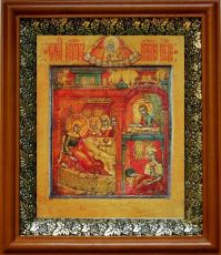 Икона Рождество Пресвятой Богородицы в киоте с басмой Виноградная Лоза (UV-печать)(30803)