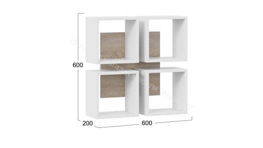 Полка настенная тип 8 Дуб Сонома, Белый (поры дерева)