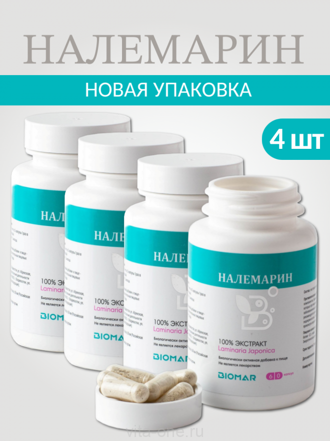 Набор из 4 уп Налемарин ламинария японская в капсулах 60 шт