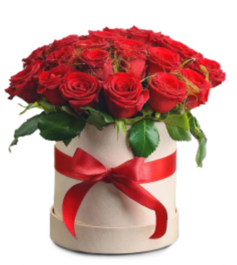 Коробка с розами 40 см, 19 шт