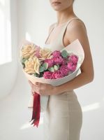 Букет комплимент с французскими и пионовидными розами#1833