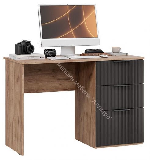 Стол письменный «Графит» Дуб Крафт Табачный, Холст Вулкан