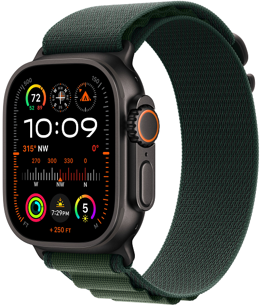 Часы Apple Watch Ultra 3 GPS + Cellular 49mm Black Titanium Case with Dark Green Alpine Loop (S)
