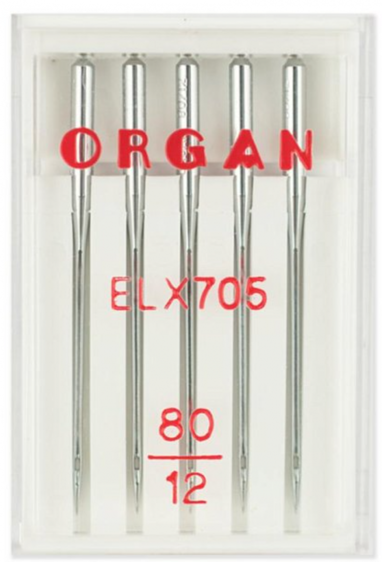 Иглы ORGAN для оверлоков и плоскошовных машин №80 (5шт.)