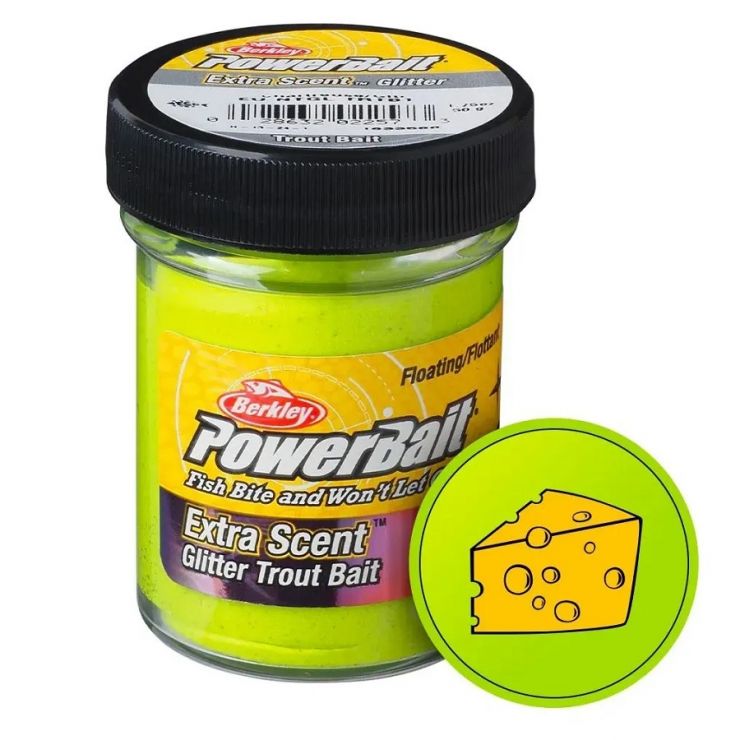 Паста форелевая Berkley PowerBait Natural Glitter Trout Dough Cheese Chartreuse Glitter 1633588
