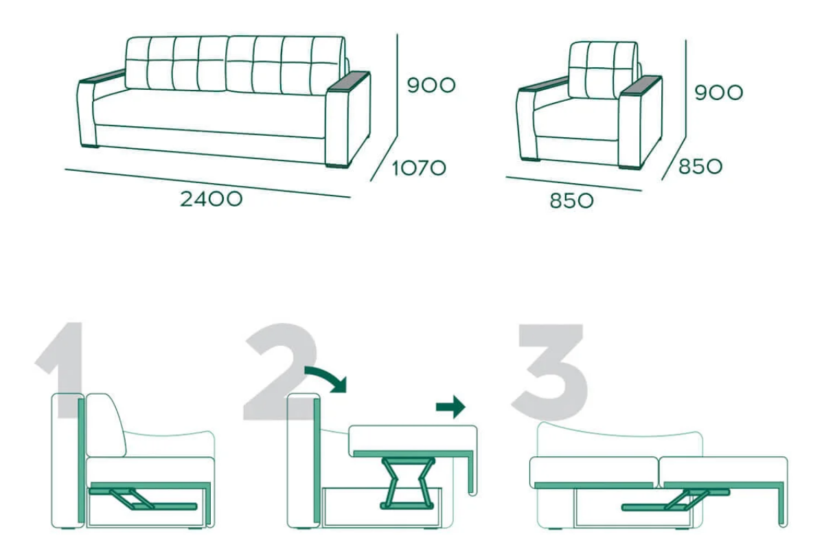 Диван прямой Мальта 2БД-7