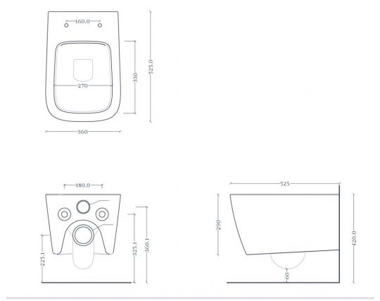 Инсталляция Artceram с унитазом A16 700.101.03 схема 3