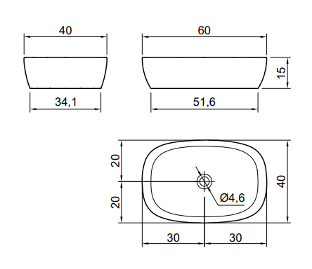 Раковина Antonio Lupi Senso SensoC 60x40 схема 2