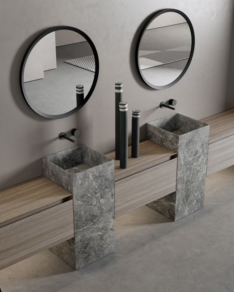 Раковина напольная из камня Antonio Lupi Nabatei NABT4085 40х40 см ФОТО