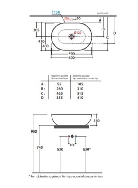 Накладная раковина Globo T-Edge B6O60 60 х 41 ФОТО