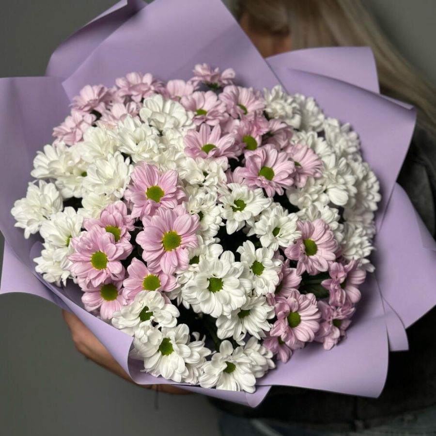 Букет розово белых хризантем