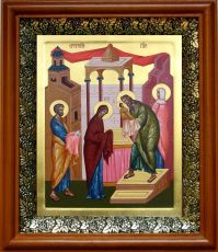 Икона Сретение Господне в киоте с басмой Виноградная Лоза (UV-печать)(30926)