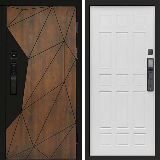 Входная дверь ВДК Геометрия с электронным замком - Спарта Белое дерево