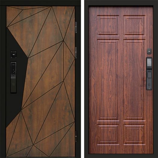 Входная дверь ВДК Геометрия с электронным замком - Орех премиум