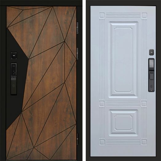 Входная дверь ВДК Геометрия с электронным замком - Мадрид Белый софт