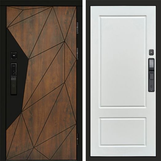 Входная дверь ВДК Геометрия с электронным замком - Марсель Белый софт