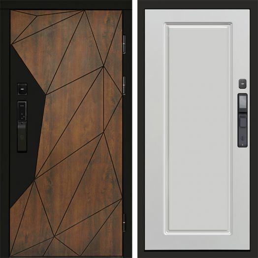 Входная дверь ВДК Геометрия с электронным замком - Гранд Белый софт