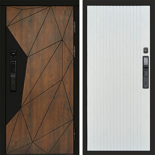 Входная дверь ВДК Геометрия с электронным замком - Flat Белый софт