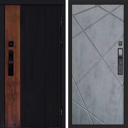 Входная дверь ВДК Престиж с электронным замком - Лучи Бетон темный