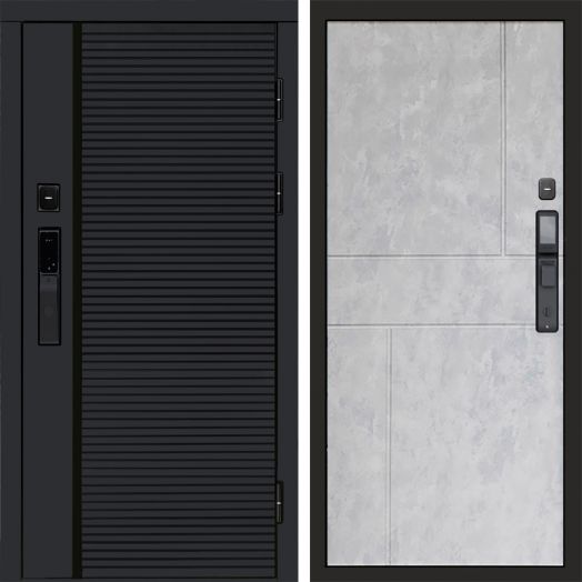 Входная дверь ВДК Блэк Лайн с электронным замком - Горизонт Бетон светлый