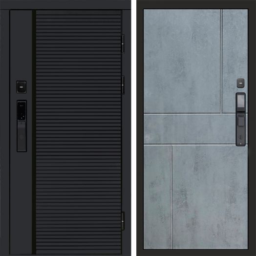 Входная дверь ВДК Блэк Лайн с электронным замком - Горизонт Бетон темный
