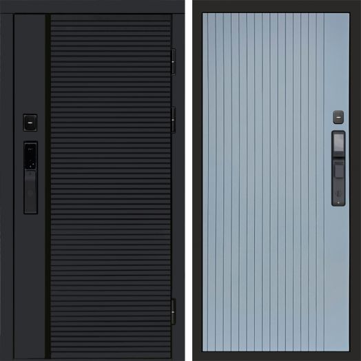 Входная дверь ВДК Блэк Лайн с электронным замком - Flat Грей софт