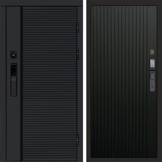 Входная дверь ВДК Блэк Лайн с электронным замком - Flat Черный кварц