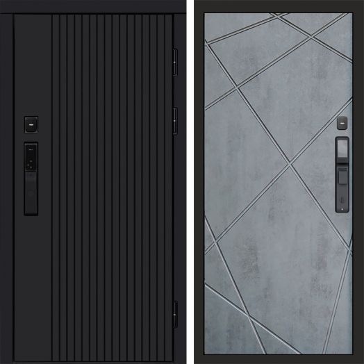 Входная дверь ВДК Твист Блэк с электронным замком - Лучи Бетон темный