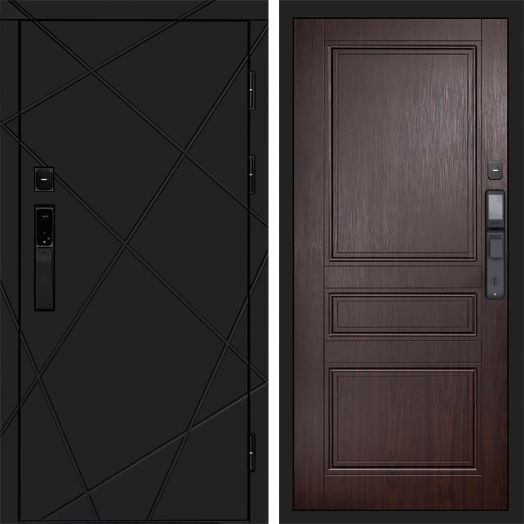 Входная дверь ВДК Лучи Блэк с электронным замком - Класскика Венге