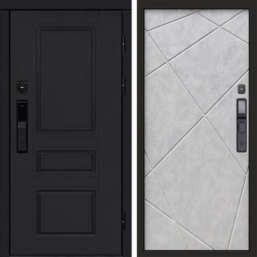 Входная дверь ВДК Орегон Блэк с электронным замком - Лучи Бетон светлый