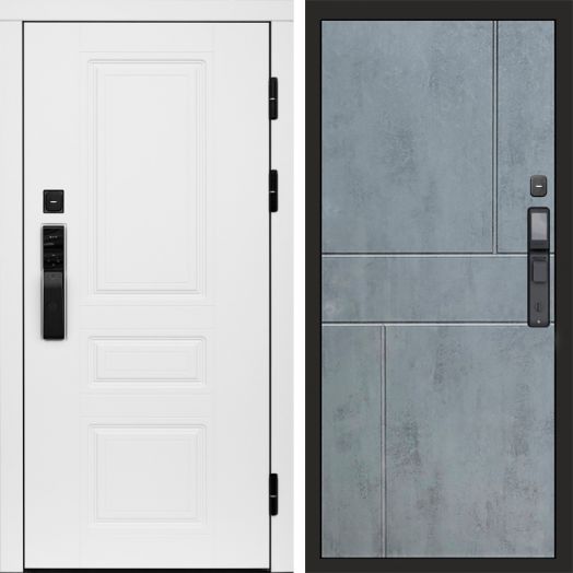 Входная дверь ВДК Орегон Вайт с электронным замком - Горизонт Бетон темный