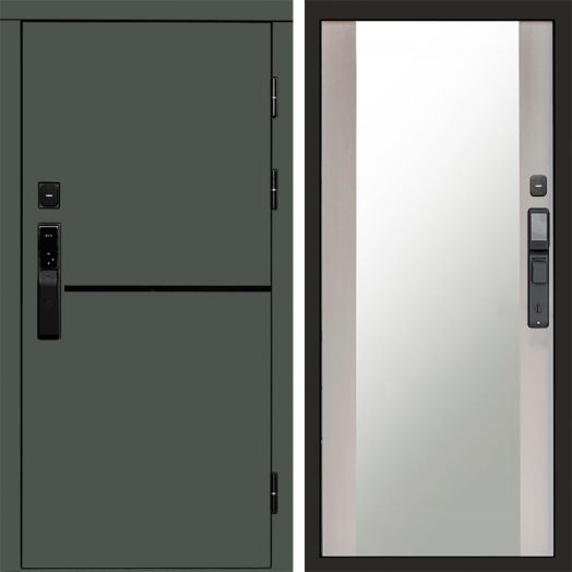 Входная дверь ВДК Тренд Грин с электронным замком - Зеркало Лиственница