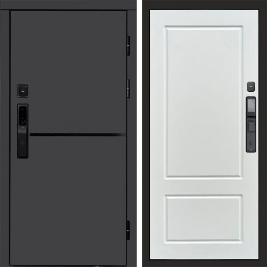 Входная дверь ВДК Тренд Графит с электронным замком - Марсель Белый софт