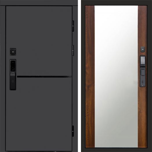 Входная дверь ВДК Тренд Графит с электронным замком - Зеркало Дуб