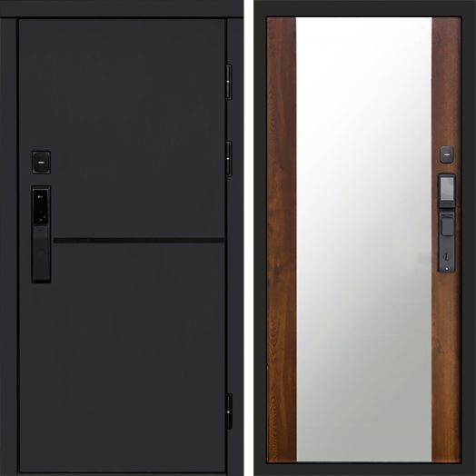 Входная дверь ВДК Тренд Блэк с электронным замком - Зеркало Дуб
