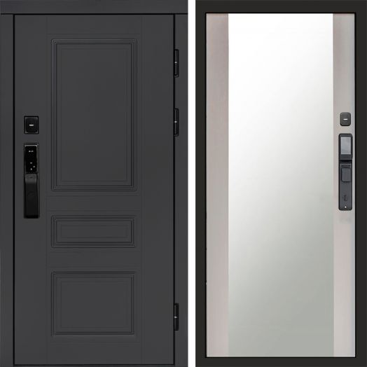 Входная дверь ВДК Орегон Графит с электронным замком - Зеркало Лиственница