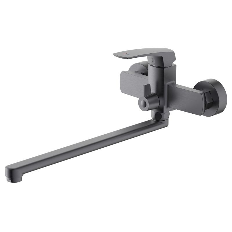 Смеситель для ванны Azario Conda длинный излив, с ручным душем, графит AZ-K1711GR